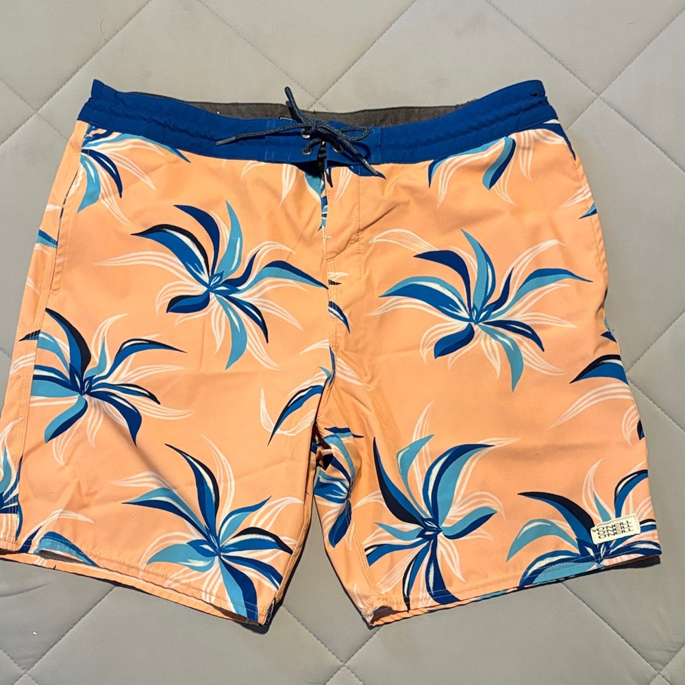 O'Neill Peach and Blue Tropical Board Shorts